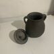 Vintage black ceramic covered pot signed Gómez Miranda — Pottery a