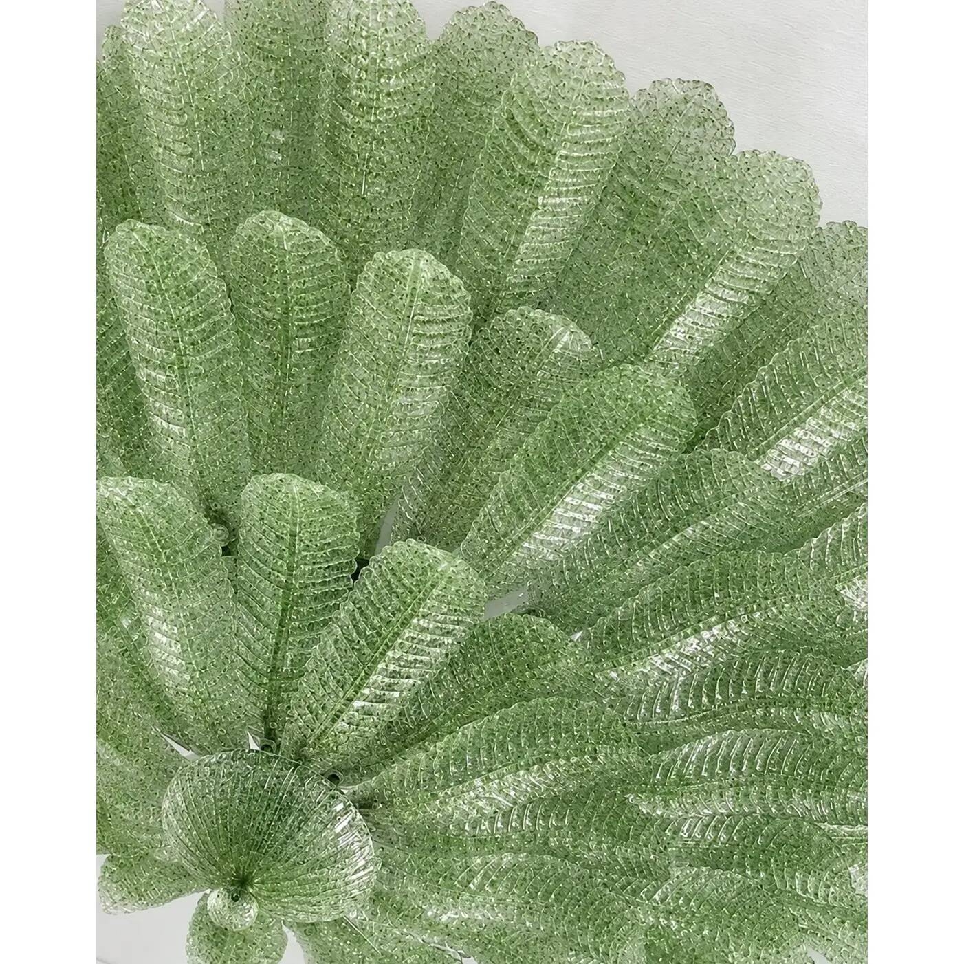 Monumental Imperial Luxury Venetian Green ” Leaves Graniglia” Murano Glass