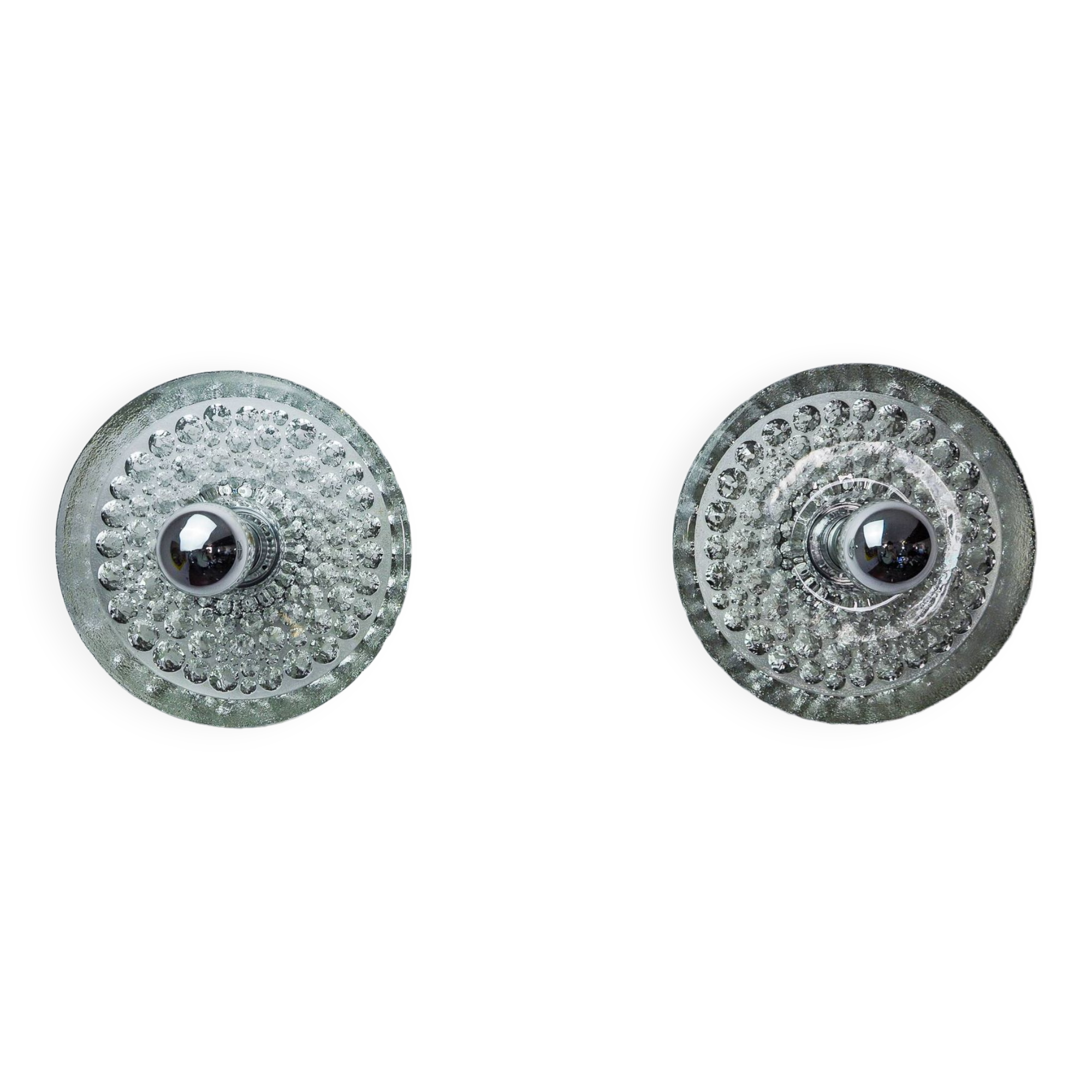 Pair of Space-age wall lights by Peill & Putzler, blown Murano glass, Germany, 1970