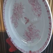 Flat round dish in pink iron earth Earthenware from Onnaing