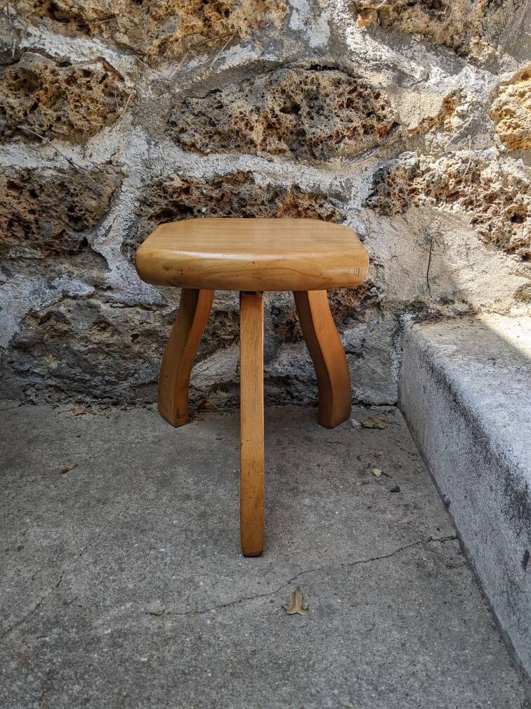 Vintage tripod plant stand stool Scandinavian decoration slow craftsmanship