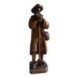 Grande sculpture bois d'un homme avec sa pelle à grain 52 cm