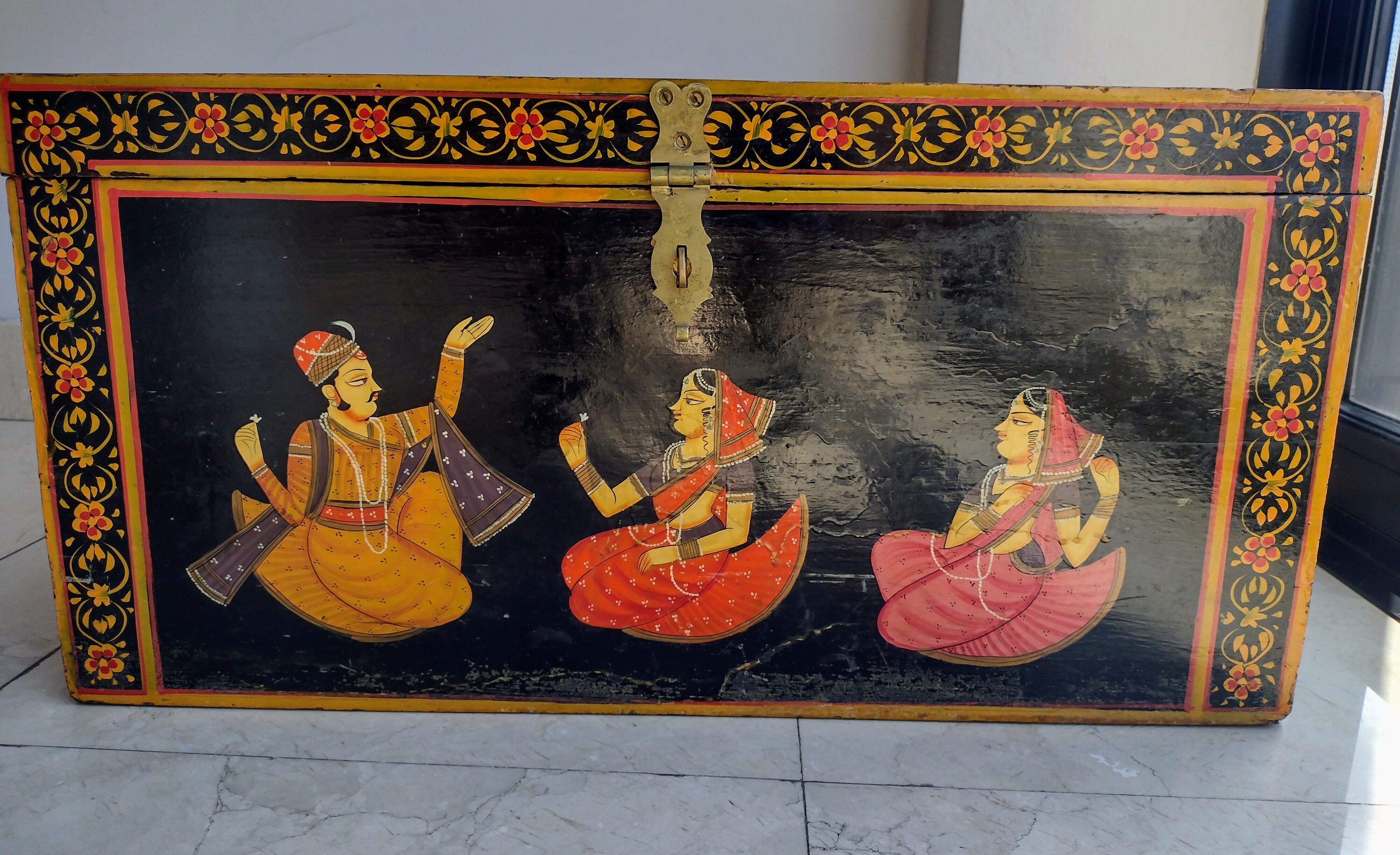 Indian handpainted wedding chest