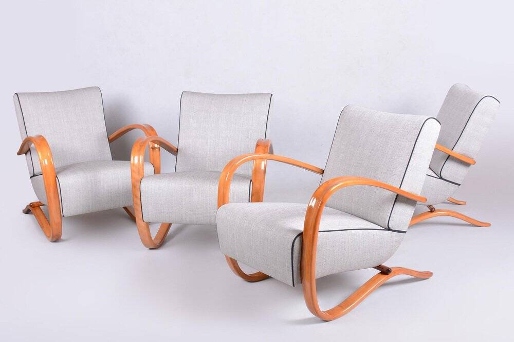 Chaises longues Art Déco H-269 en tchéque par J. Halabala pour Up Závody, années 1930, ensemble de 4