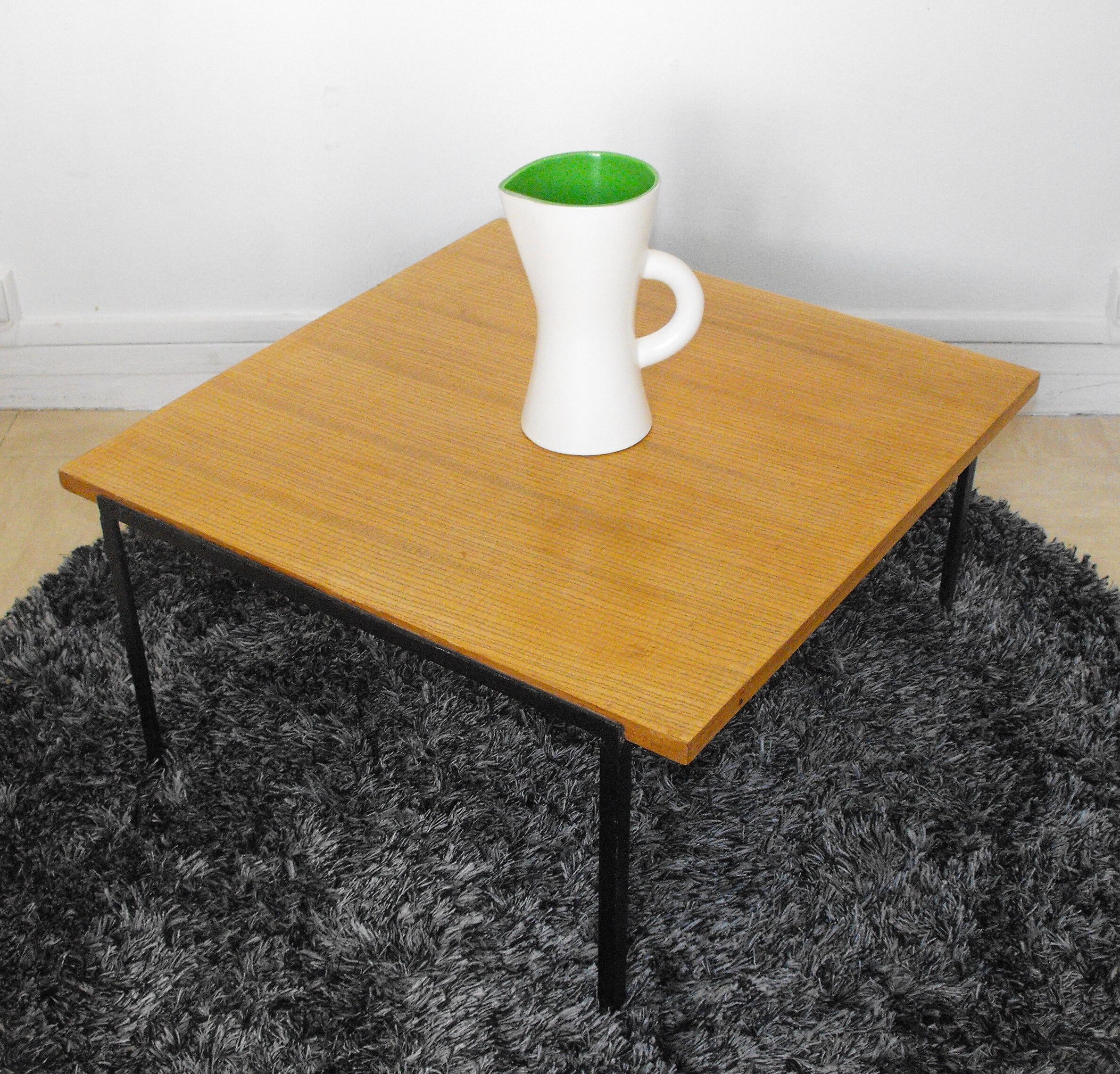 Small coffee table metal and wood design BOWMAN BROS years 50.