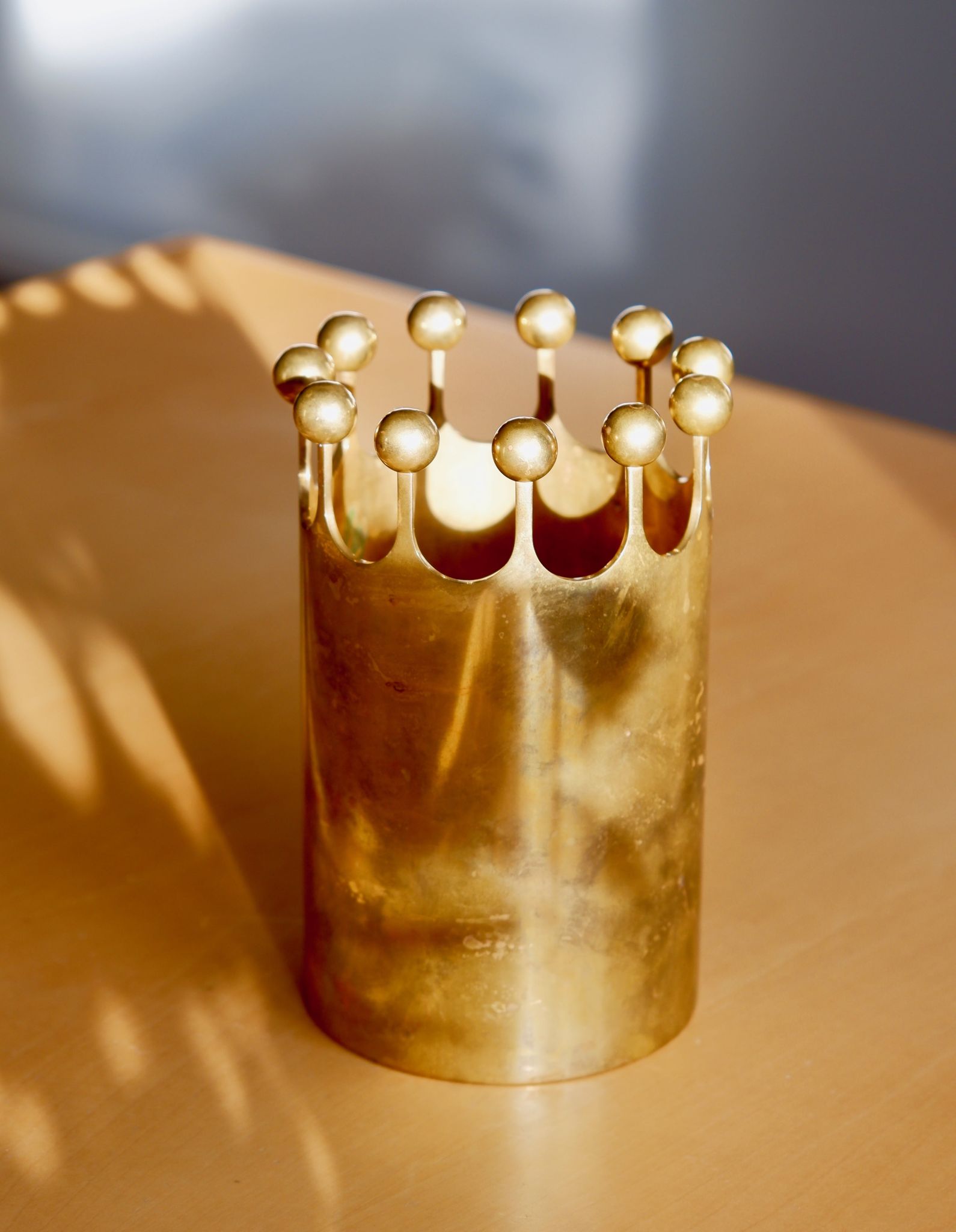 Pierre Forssell crown brass vase for Skultuna circa 1970