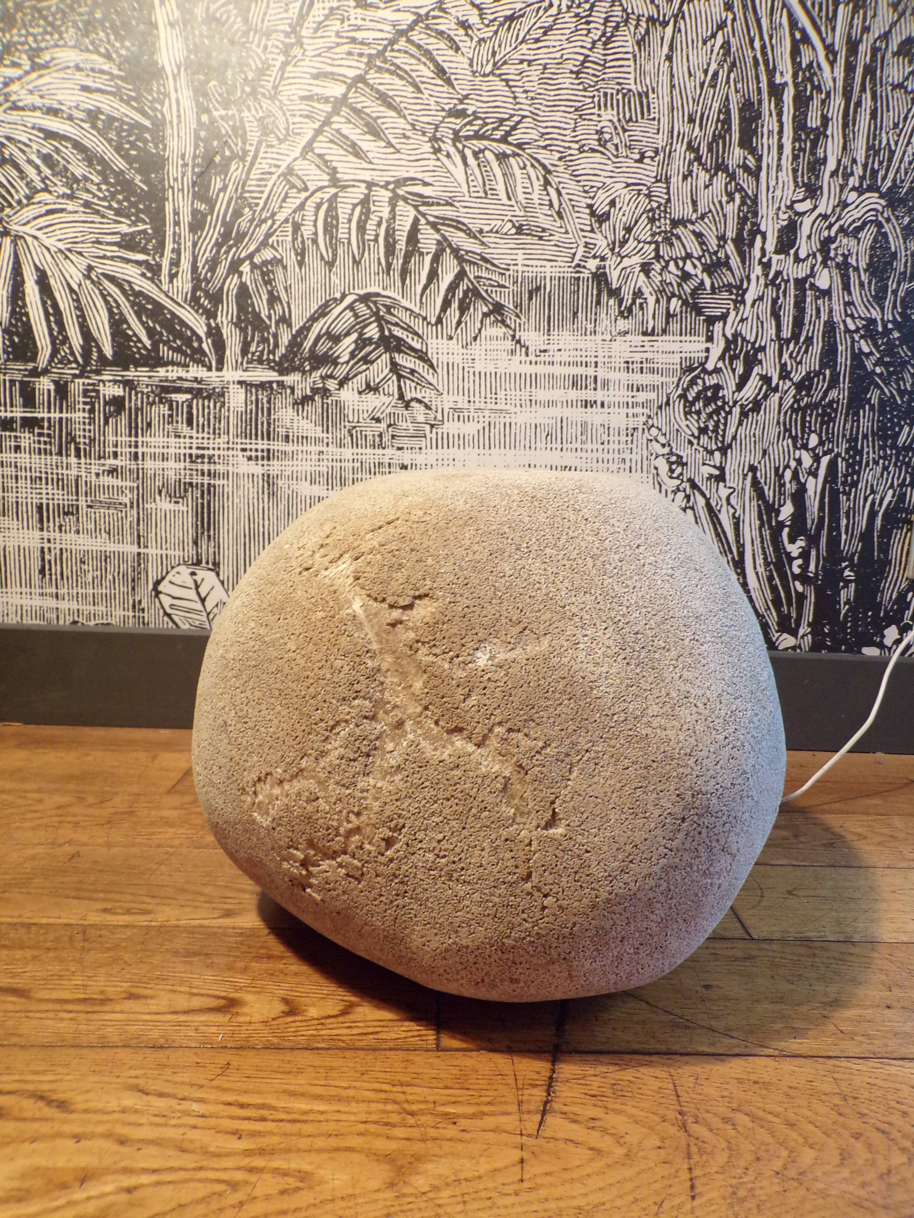 XL stone lamp Dora by André Cazenave damaged