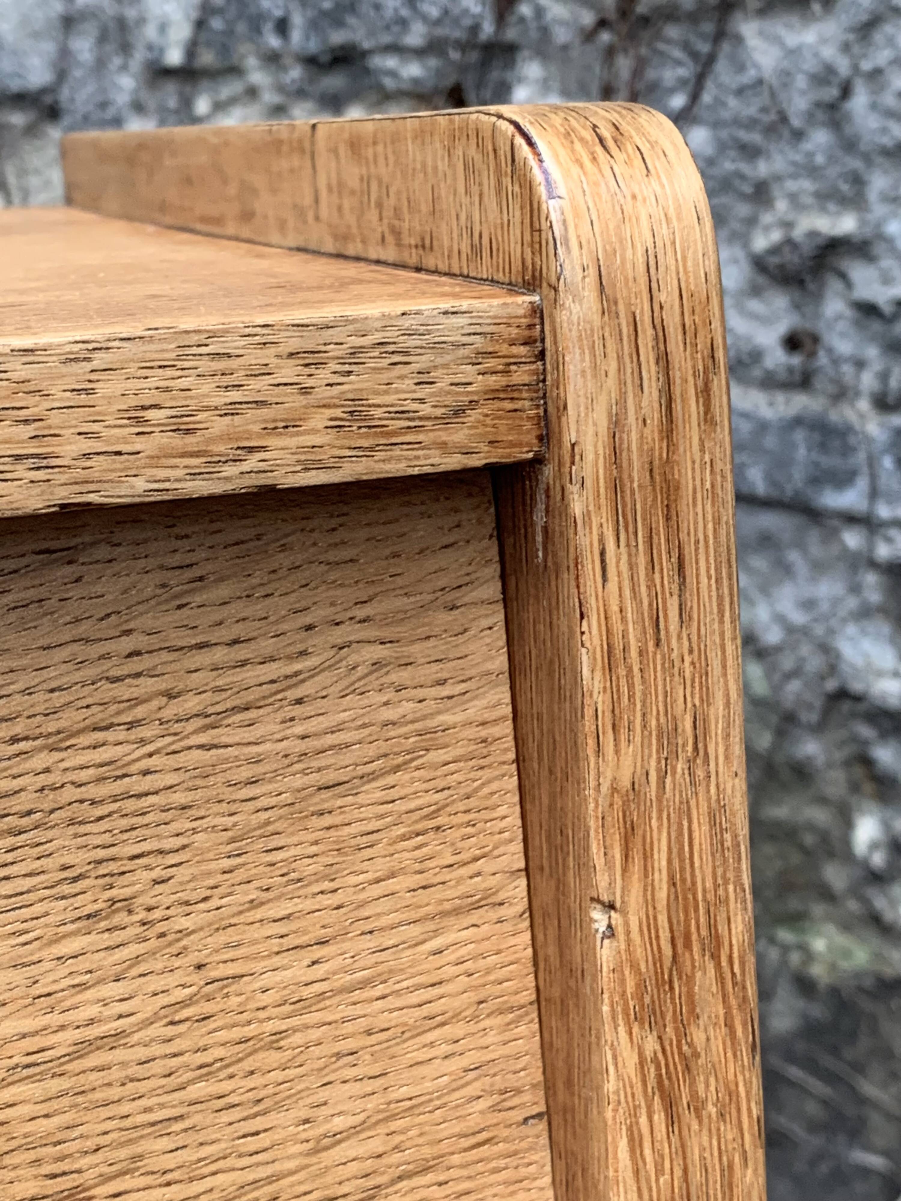 Vintage chest of drawers with compass feet, raw oak, 1960