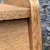 Vintage chest of drawers with compass feet, raw oak, 1960