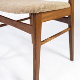 Chaise de salle à manger en teck et tissu, conception danoise des années 1960