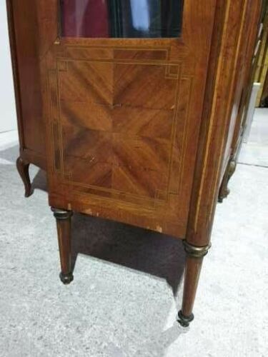 Large showcase 1 door in Louis XVI style marquetry