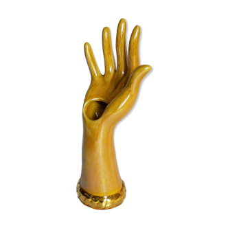 Soliflore baguier hand ceramic iridescent 50s