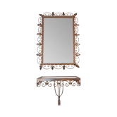 Vintage brass Deknudt mirror with shelf, 1970s