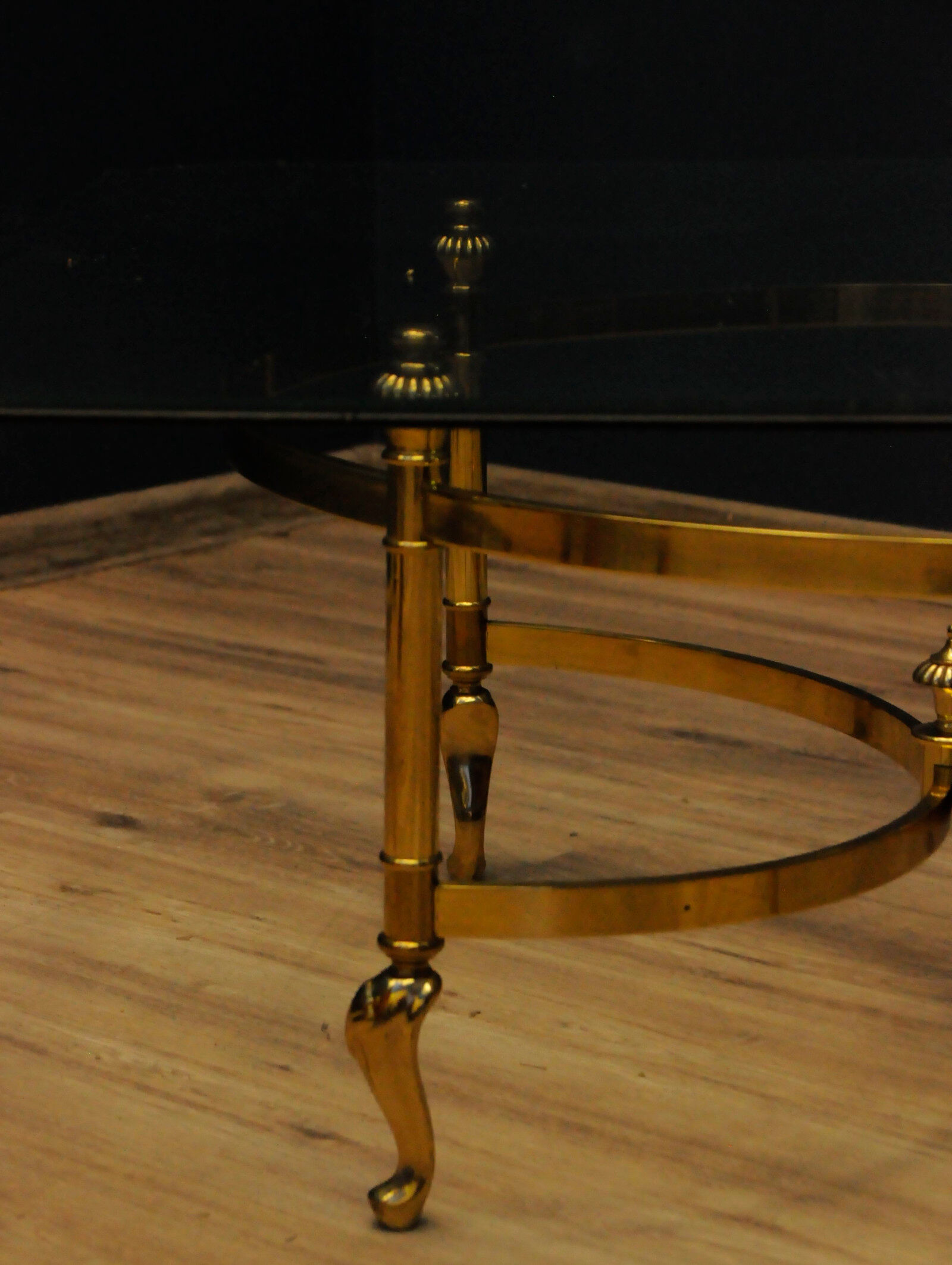 Glass coffee table and gilding Hollywood Regency