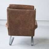 Vintage swing armchair and stool in leather by reinhold adolf for cor, 1970s, set of 2