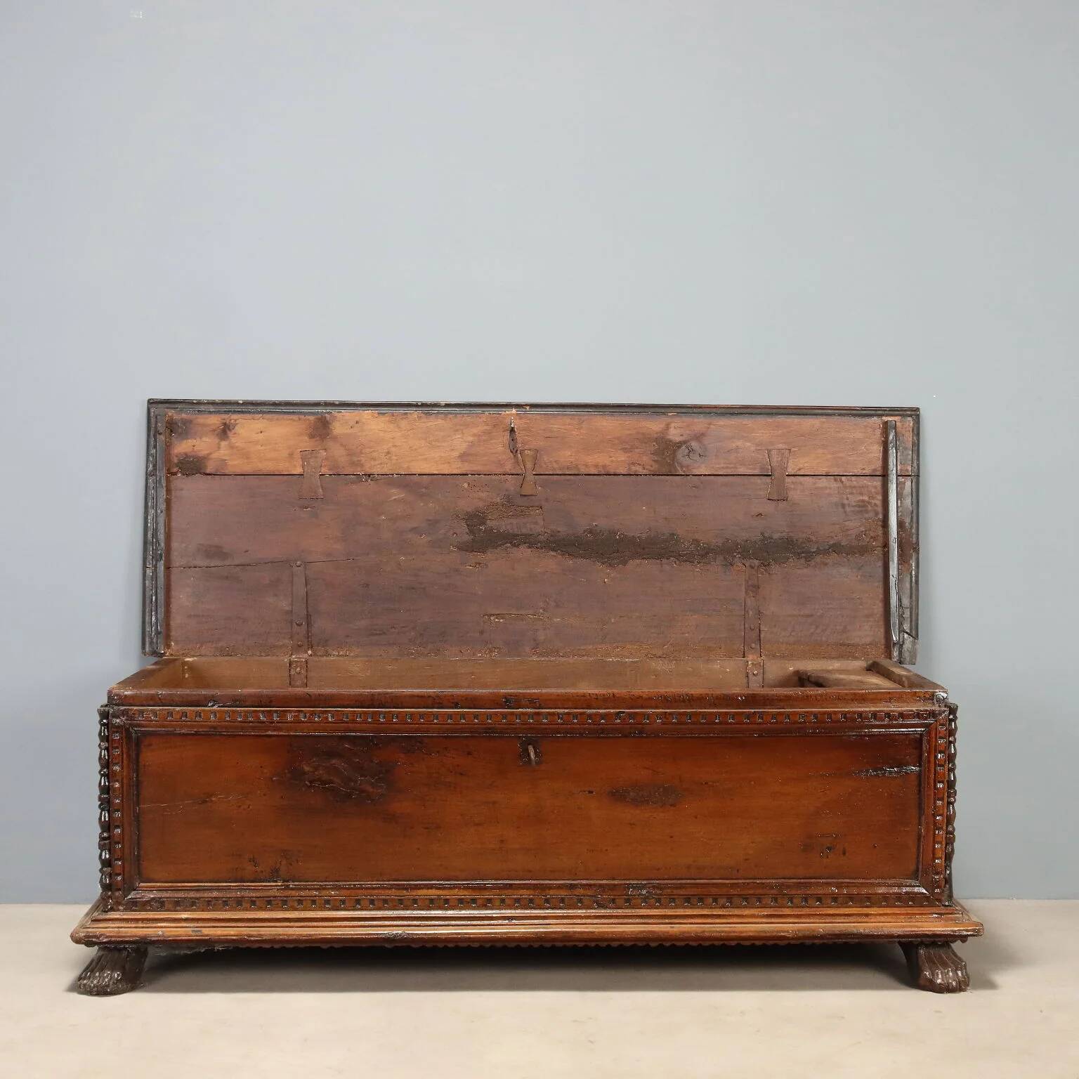 18th-century walnut chest with mouldings