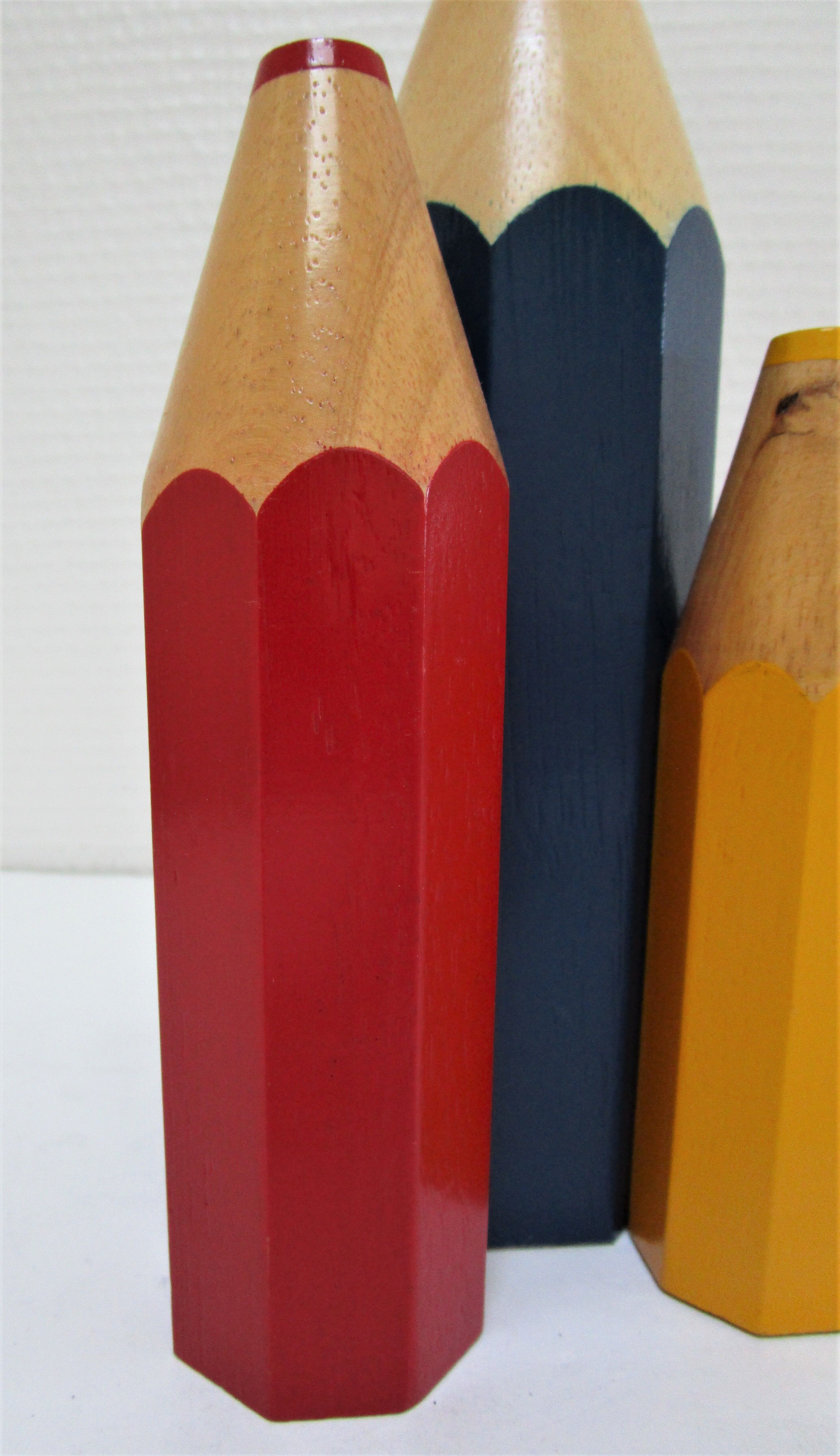 Lamp foot three pencils wood beech vintage 80s
