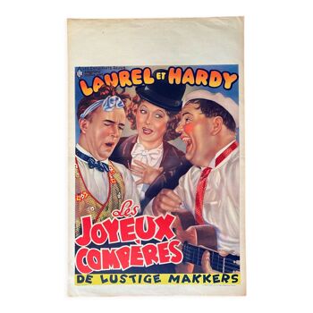 Affiche cinéma "Les Joyeux Compères" Laurel & Hardy 37x58cm 50's