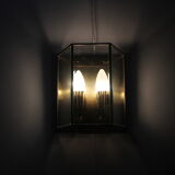 Wall sconce in brass and glass