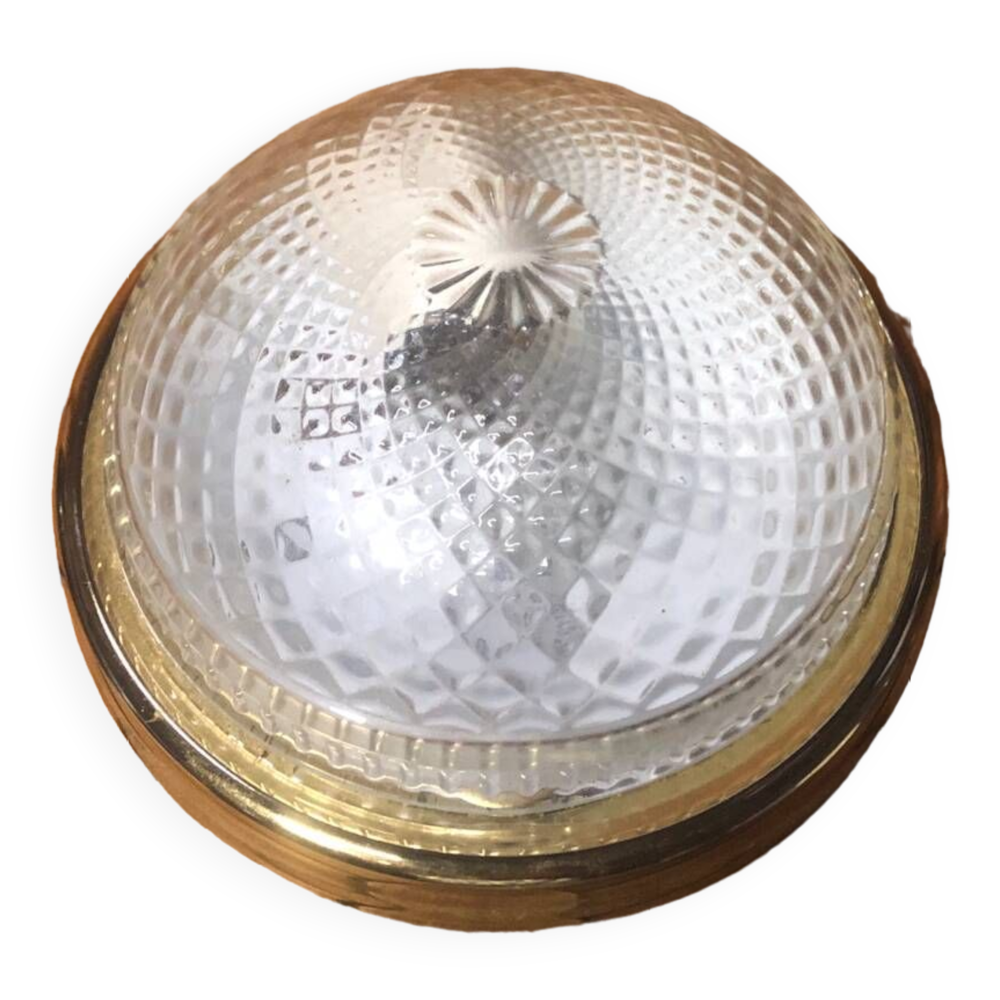 Old molded glass ceiling light + vintage gold contour