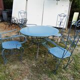 Large blue wrought iron garden furniture