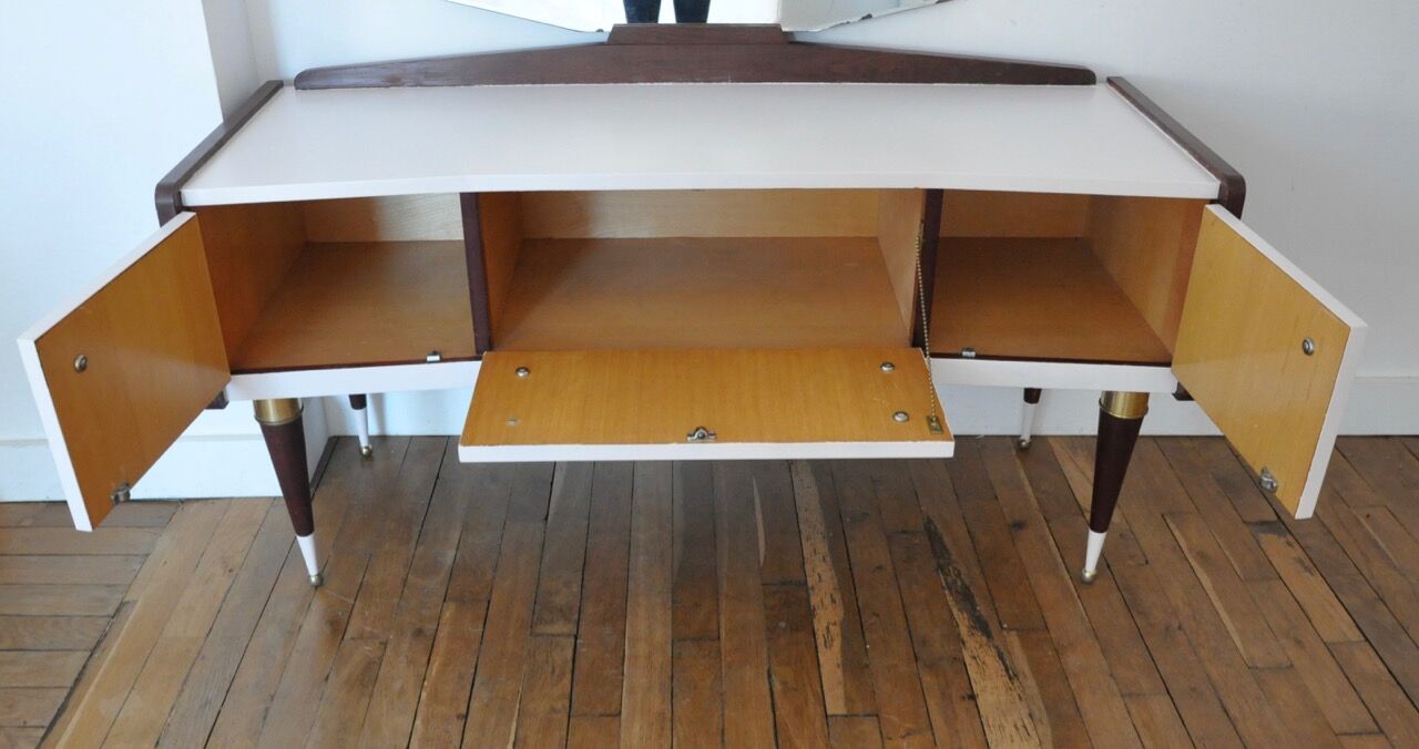 Vintage dressing table  nude and wood