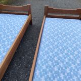 Pair of beds with twin box springs attributed to Maison Regain elm burl