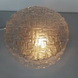 Plafonnier rond ou applique verrre moulé motif briques