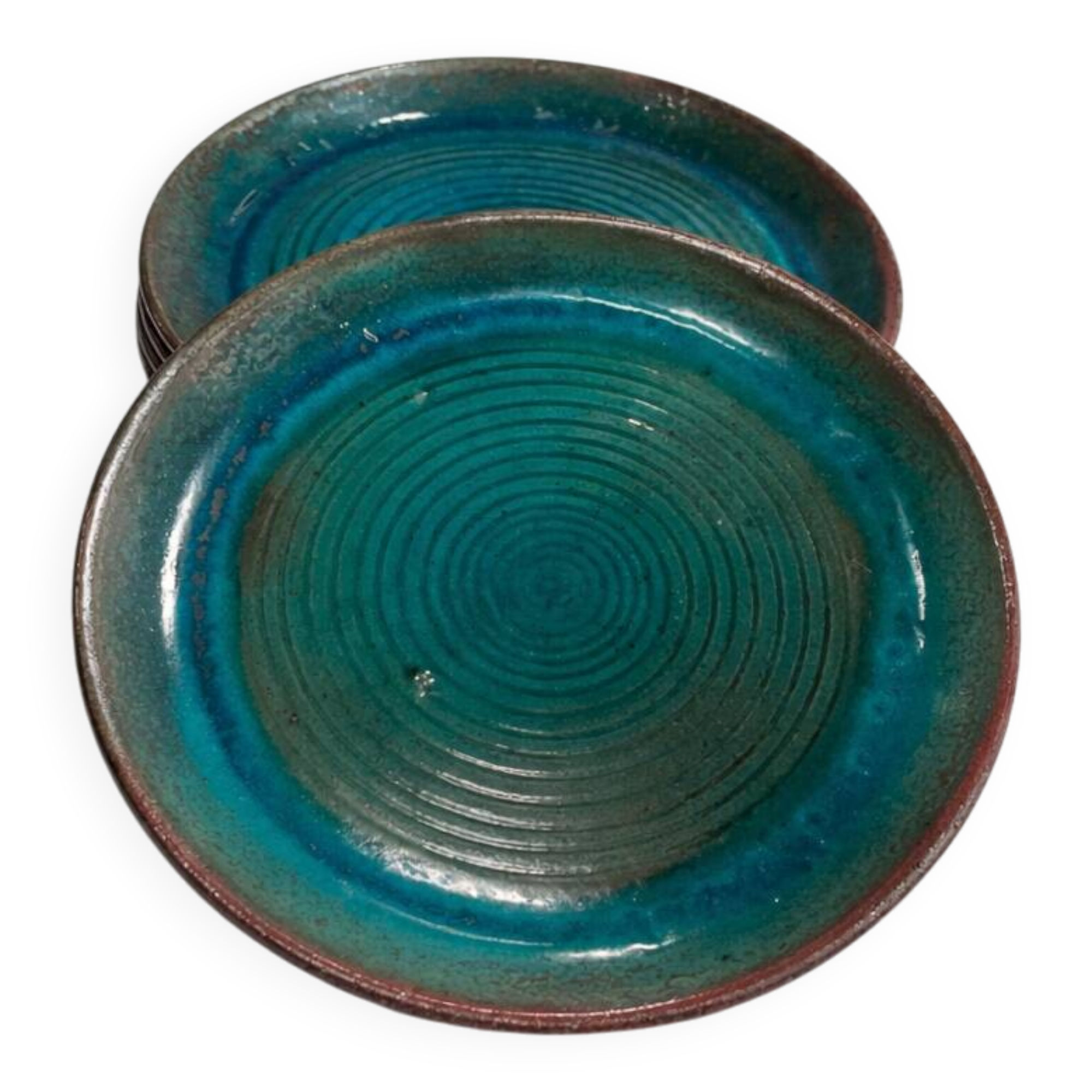Set of 5 ceramic plates – ø 24.5 cm – signed tournay