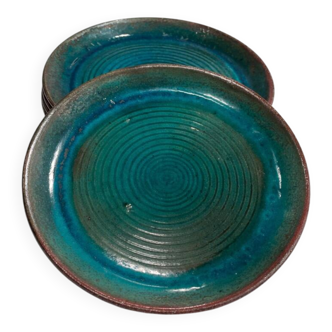 Set of 5 ceramic plates – ø 24.5 cm – signed tournay