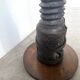 Solid oak press stool, metal base, 19th century.