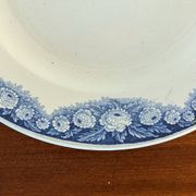 Antique compote dish with blue floral decoration.