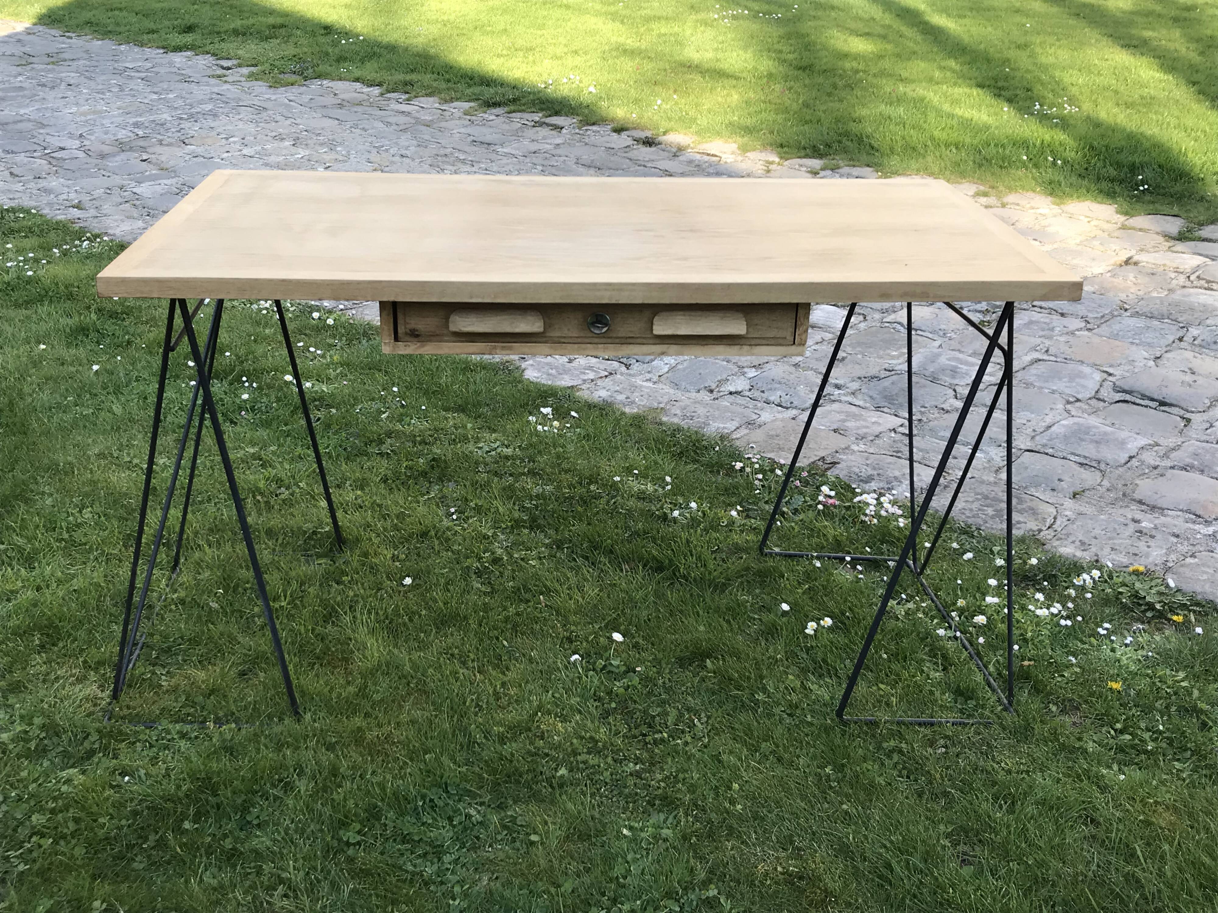 Desk architecture oak and steel design