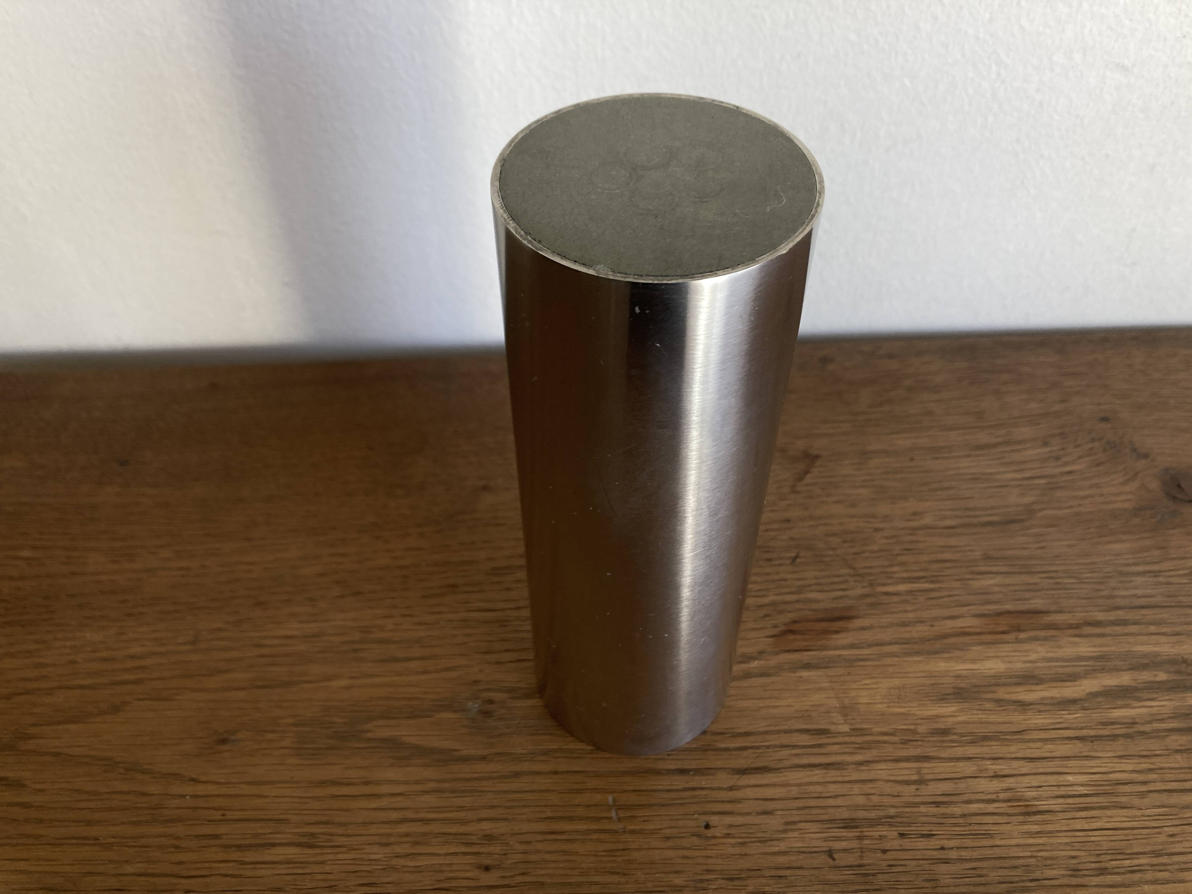 Space Age 1970s brushed steel flower vase