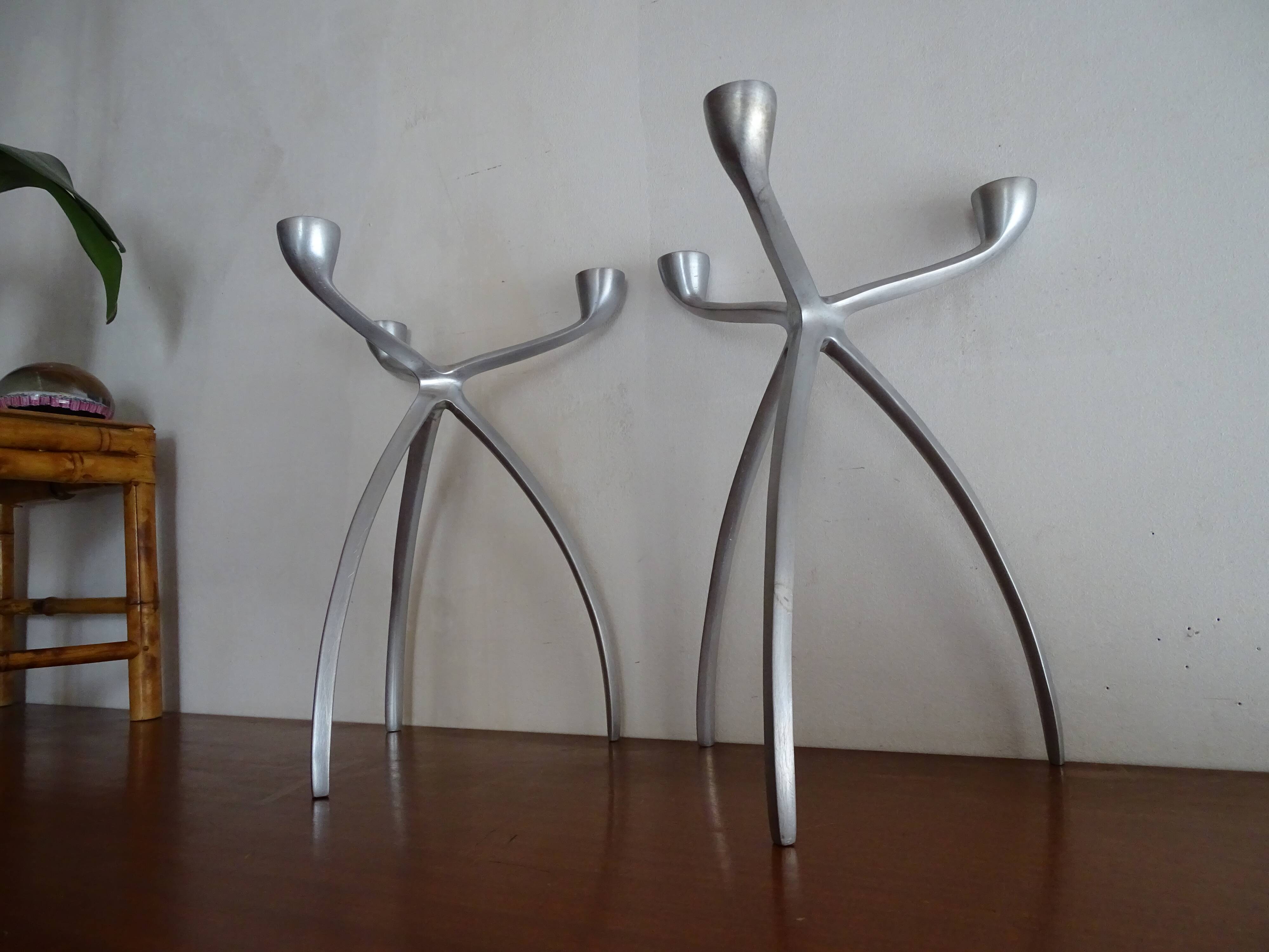 Pair of candlestick candlesticks design 3 metal lights
