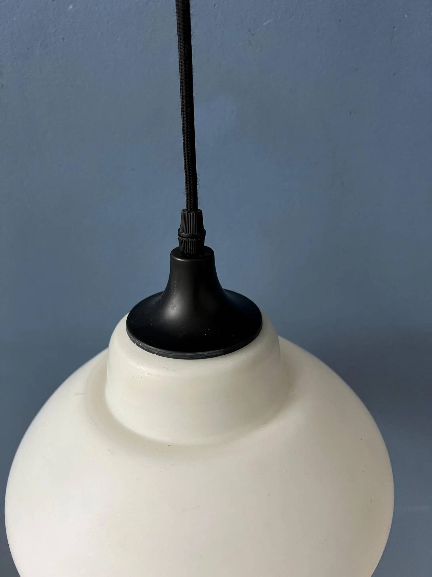 Mid-century milk glass pendant light attributed to Louis Kalff