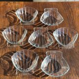 7 vintage shell-shaped bowls in Pyrex glass from France