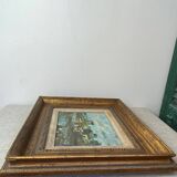 Oil on canvas, seaport scene