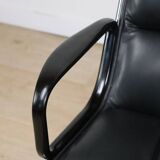 Fauteuil de bureau Charles Pollock édition Knoll en cuir, 1970