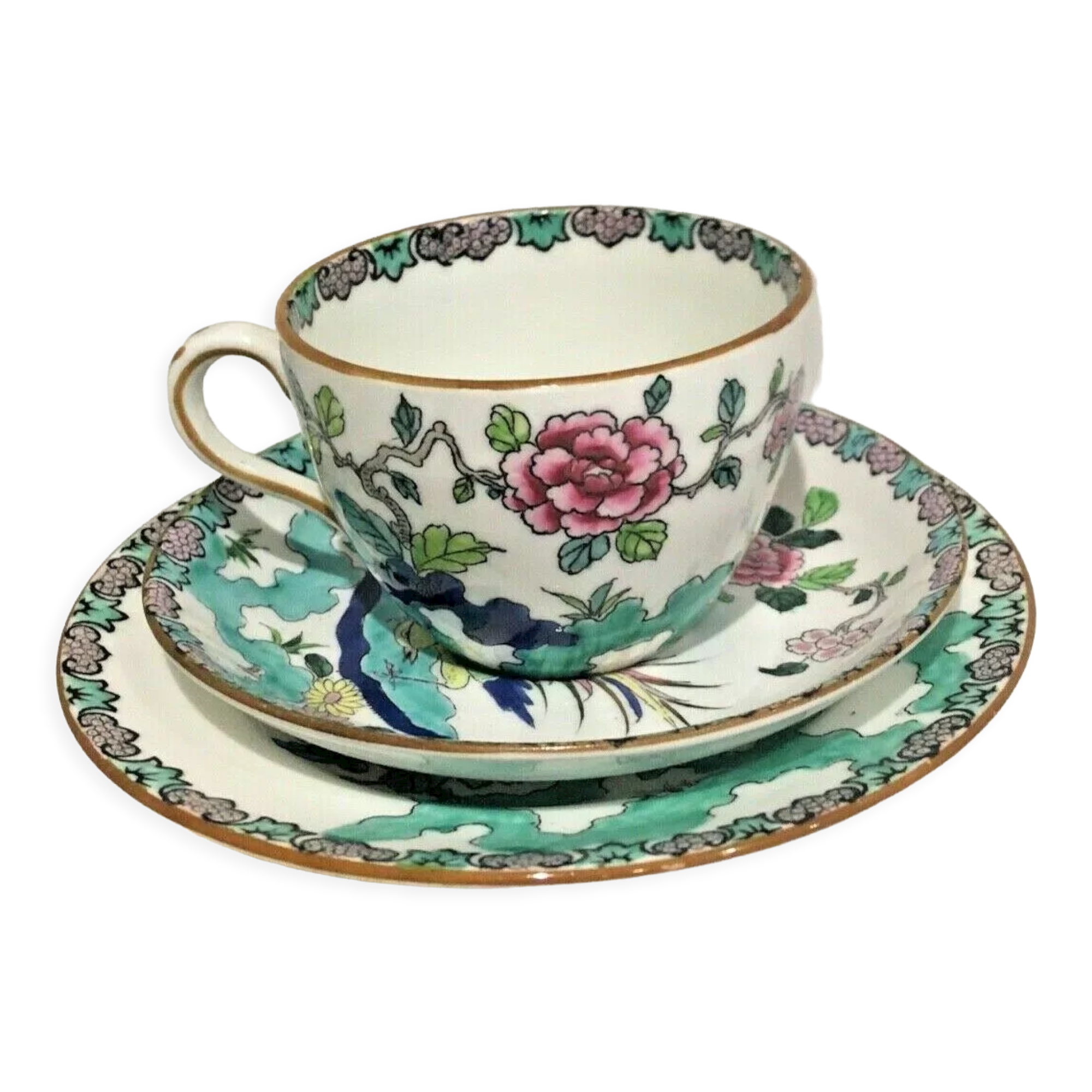 Royal Crown Staffordshire porcelain trio for Fortnum and Mason