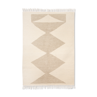 Kilim berbere ecru avec motifs rayures beige 130 x 65 cm