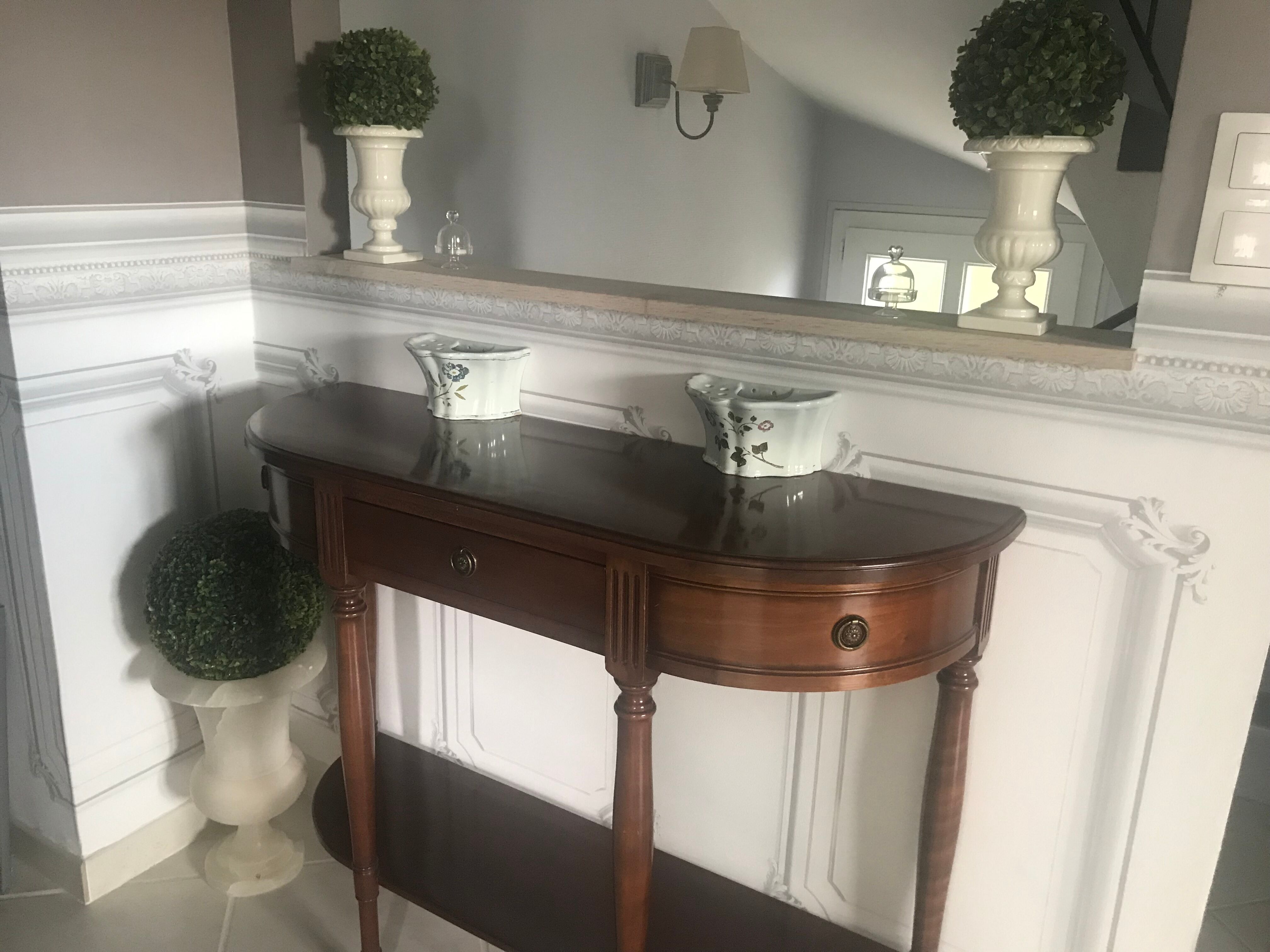 Half moon console in cherry tree