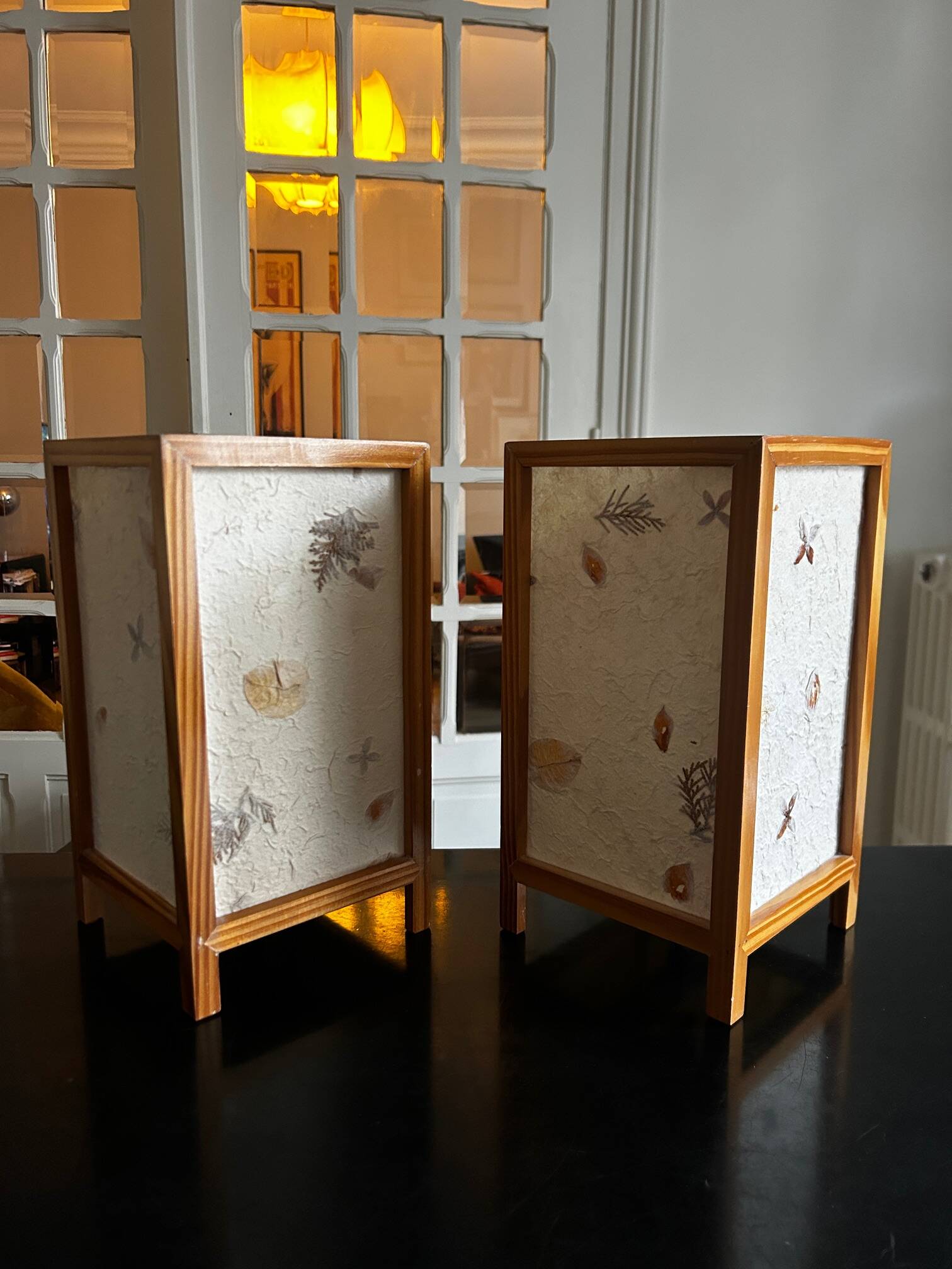 pair of dried flower lamps 1970