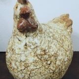 Poule en grès craquelé