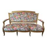 19th-century floral velvet bench
