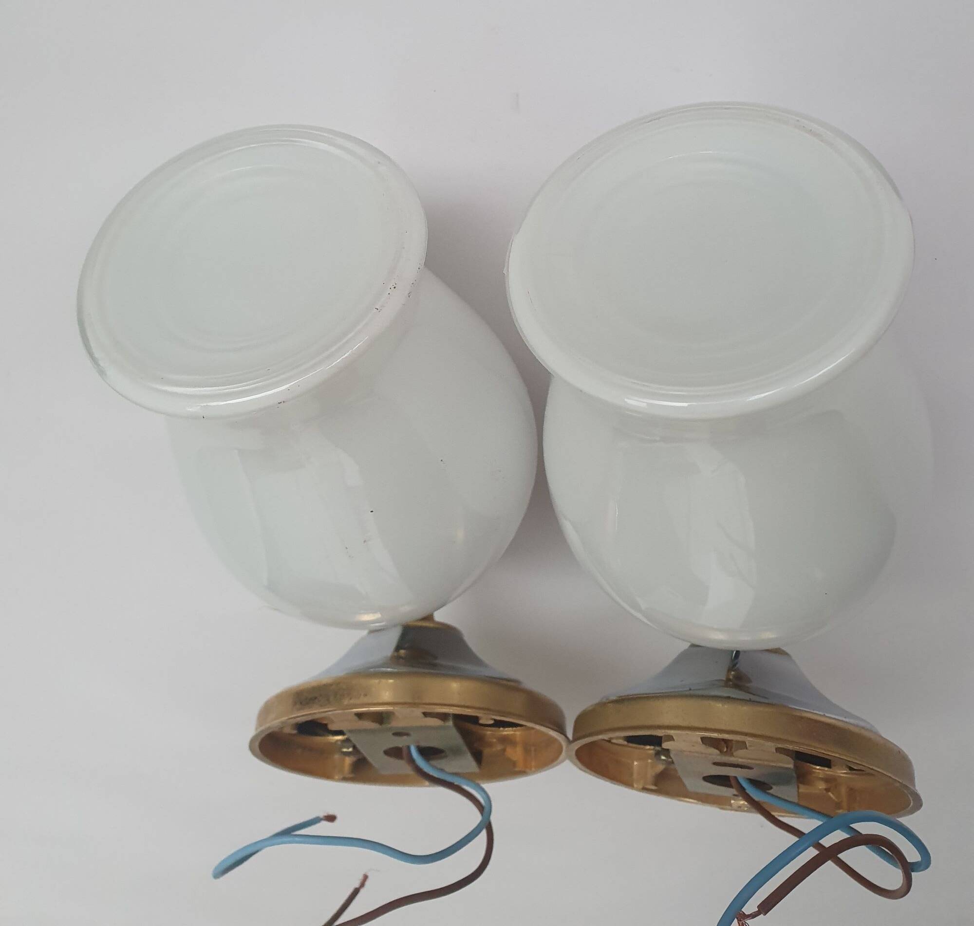 Pair of vintage bathroom gold and silver wall lights
