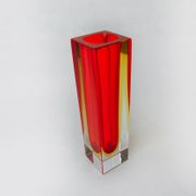 Red and yellow cubic Sommerso vase by Seguso, Murano, Italy, 1970