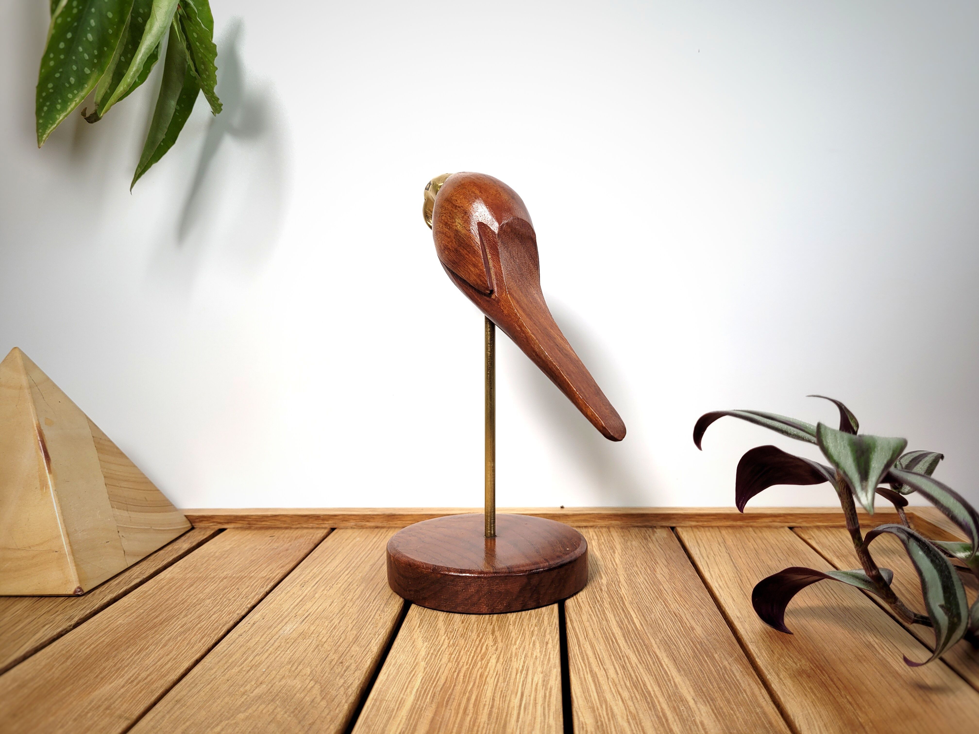 Wood & brass parakeet