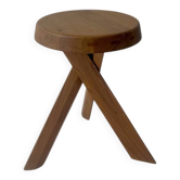 Vintage S31 stool in solid elm by Pierre Chapo from around 1970.