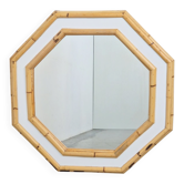 Miroir mural octogonal vintage en bambou, Italie, années 1960